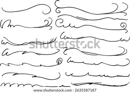 Simple hand-drawn lettering underline set vector