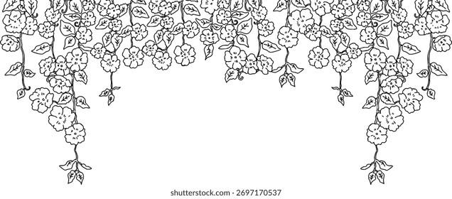 Marco decorativo de flor de línea simple dibujado a mano