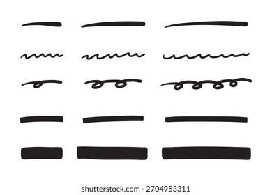 Simple Hand-Drawn Line Set – Sketch, Doodle, Ink Stroke, Decorative Vector Elements