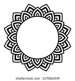 simple hand-drawn mandala in the style of a multi-way star or flower, a sketch, stylized with multi-petals, a design template for the design of an isolated white line 