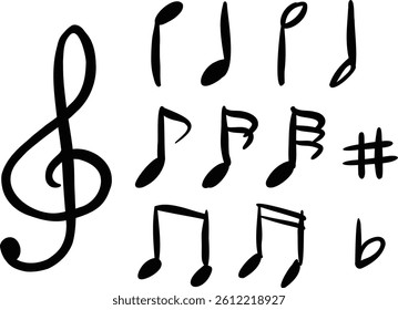 simple handdrawn musical note symbol mark