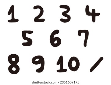 Simple hand-drawn number set, vector