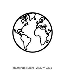 Esquema simple dibujado a mano Globo Tierra Mundo Continente Icono