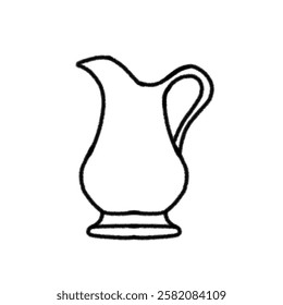 Simple Hand-Drawn Outline of a Vintage Water Jug or Pitcher