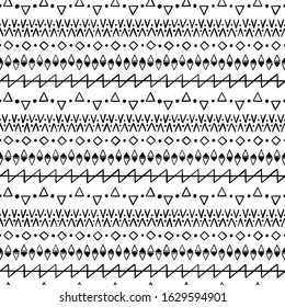 Simple hand-drawn pattern with geometric ornament. Vector illustration