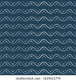 Simple hand-drawn pattern with waves. Vector illustration