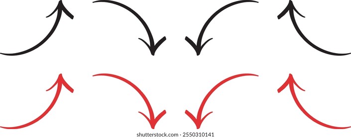 Simple Hand-Drawn Pen Arrow Set Vector