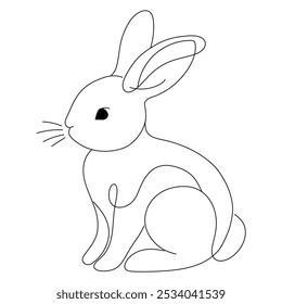 A simple, hand-drawn rabbit outline featuring clean lines and minimal detail. Perfect for illustrations, logos, coloring pages, or design projects requiring a cute and elegant rabbit silhouette.