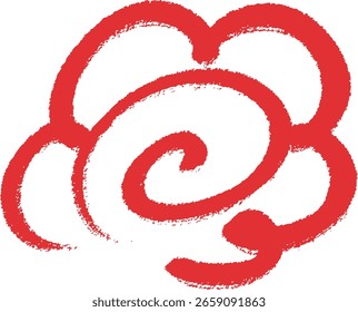 Simples Desenhado À Mão Vermelho Hanamaru Flor Círculo Ícone Ilustração