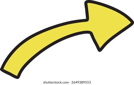 Simple Hand-Drawn Right-Facing Yellow Arrow