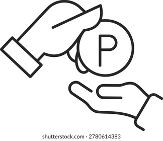 Simple hand-drawn scissors and paper icon with pencil isolated on white background, vector, illustration