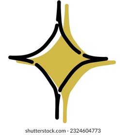 Simple hand-drawn single illustration of diamond-shaped glitter