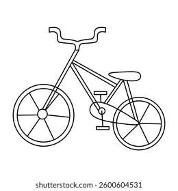A simple hand-drawn sketch of a bicycle, outlined in clean lines, perfect for springtime outdoor themes.