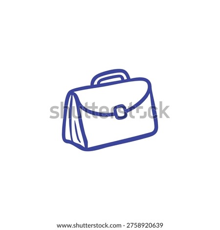A simple hand-drawn sketch of a blue briefcase on a white background.
