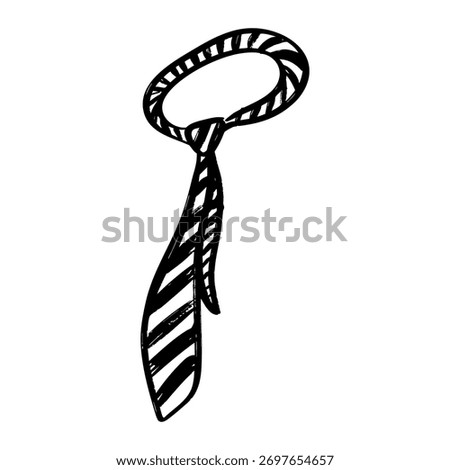 Simple hand-drawn sketch of a necktie with striped design on a white background. This minimalist doodle illustration is perfect for business, office, fashion, or men’s style concepts.