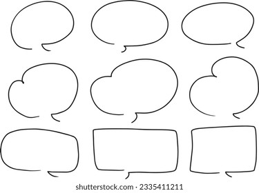 Simple Hand-Drawn Speech Bubble Set - Black