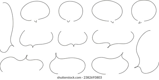 
Simple Hand-Drawn Speech Bubble Set with a Pen - Black