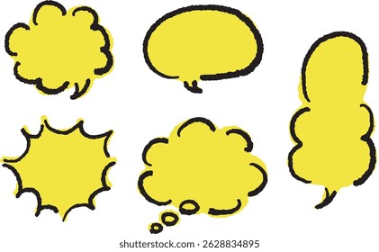 Simple Hand-Drawn Speech Bubble Set in Yellow
