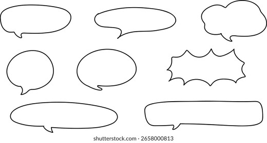 Simple Hand-Drawn Speech Bubble Set - Black