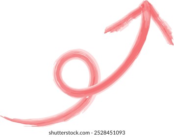 A simple hand-drawn spinning arrow illustration pointing upwards