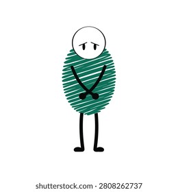 Simple, hand-drawn style illustration of a dejected stick figure with arms crossed, conveying sadness or disappointment, isolated on white.