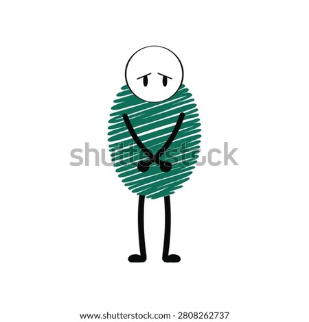 Simple, hand-drawn style illustration of a dejected stick figure with arms crossed, conveying sadness or disappointment, isolated on white.