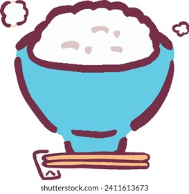 Simple hand-drawn style rice bowl frame illustration
