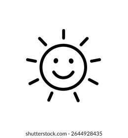 Simples desenhado à mão Sol com rosto feliz ícone Tempo Elemento Ilustração