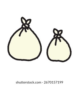 Simple dibujado a mano atado bolsa de basura ilustración