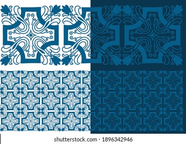 Simple Hand-drawn Tiles blues tipical