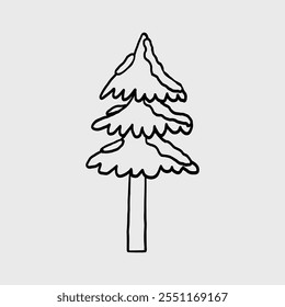 Simple hand-drawn tree design on light background. Vector hand drawn illustration in freehand style