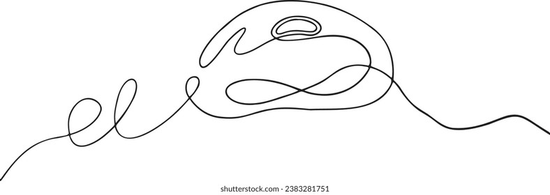 Simple handdrawn trendy black and white Illustration computer mouse clipart lineart illustration.Vector abstract continuous line vector abstract.Doodle for print,label,scrapbooking,design,tattoo,stick
