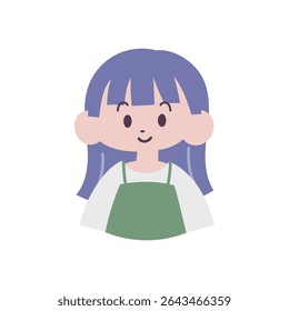 Simple hand-drawn upper body icon illustration [female]