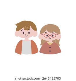 Simple hand-drawn upper body icon illustration [male and female]
