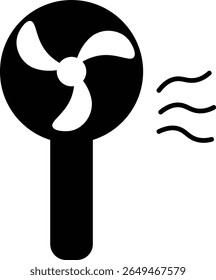 Simple handheld fan monochrome icon