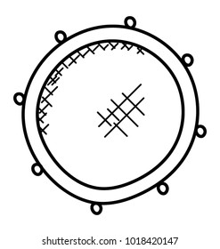 
A simple handmade icon of a circle representing the image of musical instrument known as Tambourine.
