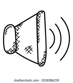 
A simple handmade icon of a loudspeaker along with the waves representing the image of sound. 

