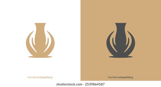 Simple Handmade Pottery Logo with Minimalist Style Logo Design Icon Symbol Vector Inspiration.