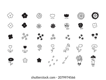 Simple hand-painted lines and flower arrangement illustration set
