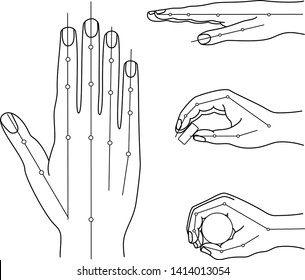 Simple hands icons in line 