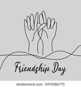 simple Hands Raised Continuous Line Icon for Volunteer, Togetherness topics. one line art, People shaking hands one line. Vector illustration for poster, card, logo, Friendship day day, wedding,