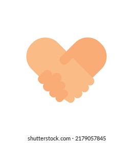 Simple Handshake forming heart icon isolated on white background. Skin colors. Vector illustration EPS 10