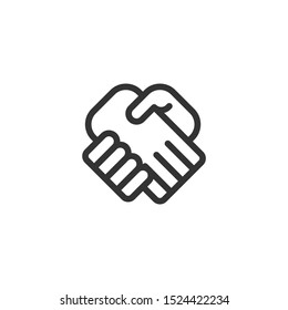 Simple handshake icon in line style design on white background. Vector Illustration 
