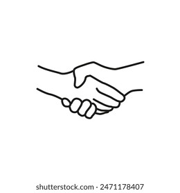 Simple Handshake line art vector, agreement, shake hand icon drawing in black and white.