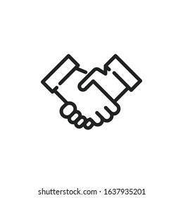 Simple handshake line icon. Stroke pictogram. Vector illustration isolated on a white background. Premium quality symbol. Vector sign for mobile app and web sites.