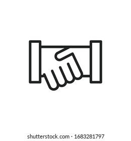 Simple handshake line icon. Stroke pictogram. Vector illustration isolated on a white background. Premium quality symbol. Vector sign for mobile app and web sites.