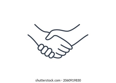 Simple Handshake Line Icon. Two Hands Make a Deal Illustration isolated on White Background. Usable for Business and Cooperation Logos. Flat Vector Icon Design Template Element.