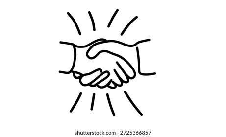 a simple handshake symbol, black isolated silhouette