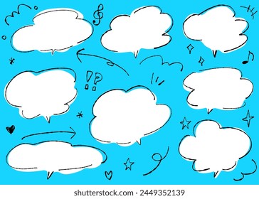 Simple handwritten callout set, cloud-shaped frame set, speech bubble