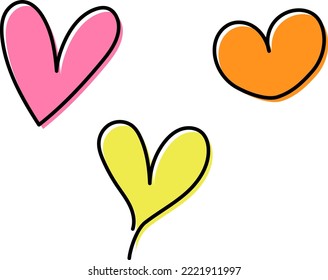 Simple handwritten heart set (shifted paint)
